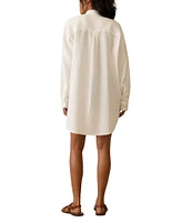 Faherty Haze Organic Cotton Gauze Collared Long Sleeve Button-Front Shirt Dress