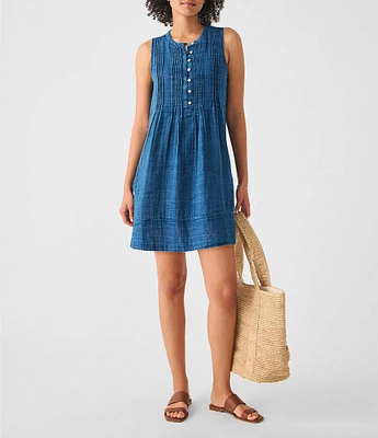 Faherty Isha Banded Crew Neck Sleeveless Dress