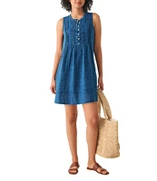 Faherty Isha Organic Cotton Banded Crew Neck Sleeveless Dress