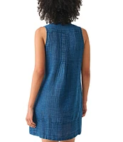 Faherty Isha Organic Cotton Banded Crew Neck Sleeveless Dress