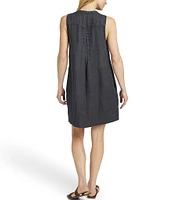 Faherty Isha Basketweave Linen Shift Dress