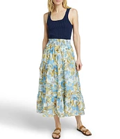 Faherty Ivy Elastic Waist Pull-On Tiered A-Line Maxi Skirt