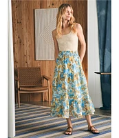 Faherty Ivy Elastic Waist Pull-On Tiered A-Line Maxi Skirt