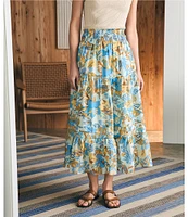 Faherty Ivy Elastic Waist Pull-On Tiered A-Line Maxi Skirt