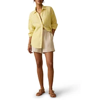 Faherty Laguna Linen Stripped Button Down Collar Long Sleeve Shirt