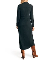 Faherty Legend Button Front Sweater Knit Maxi Shirt Dress