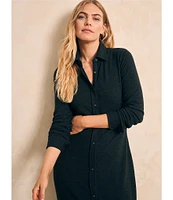 Faherty Legend Button Front Sweater Knit Maxi Shirt Dress