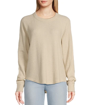 Faherty Legend Waffle Knit Crew Neck Long Sleeve Tee Shirt