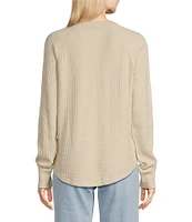 Faherty Legend Waffle Knit Crew Neck Long Sleeve Tee Shirt