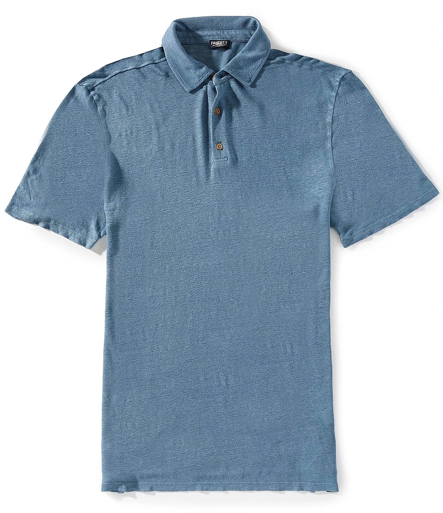 Faherty Linen Short Sleeve Polo Shirt