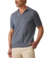 Faherty Linen Sweater Short Sleeve Polo Shirt