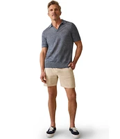 Faherty Linen Sweater Short Sleeve Polo Shirt