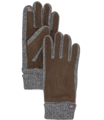 Faherty Men's Knitted Cuff Suede Gloves