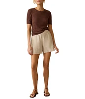 Faherty Miramar Organic Cotton Linen Blend Crew Neck Short Sleeve Tee