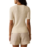 Faherty Miramar Organic Cotton Linen Blend Crew Neck Short Sleeve Tee