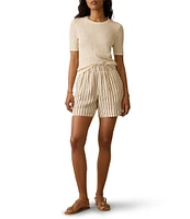 Faherty Miramar Organic Cotton Linen Blend Crew Neck Short Sleeve Tee