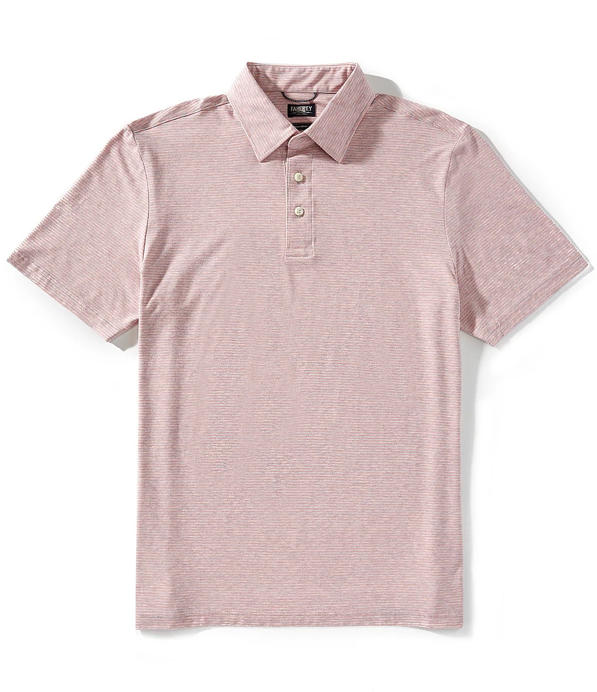 Faherty Movement Feeder Stripe Stretch Short Sleeve Polo Shirt