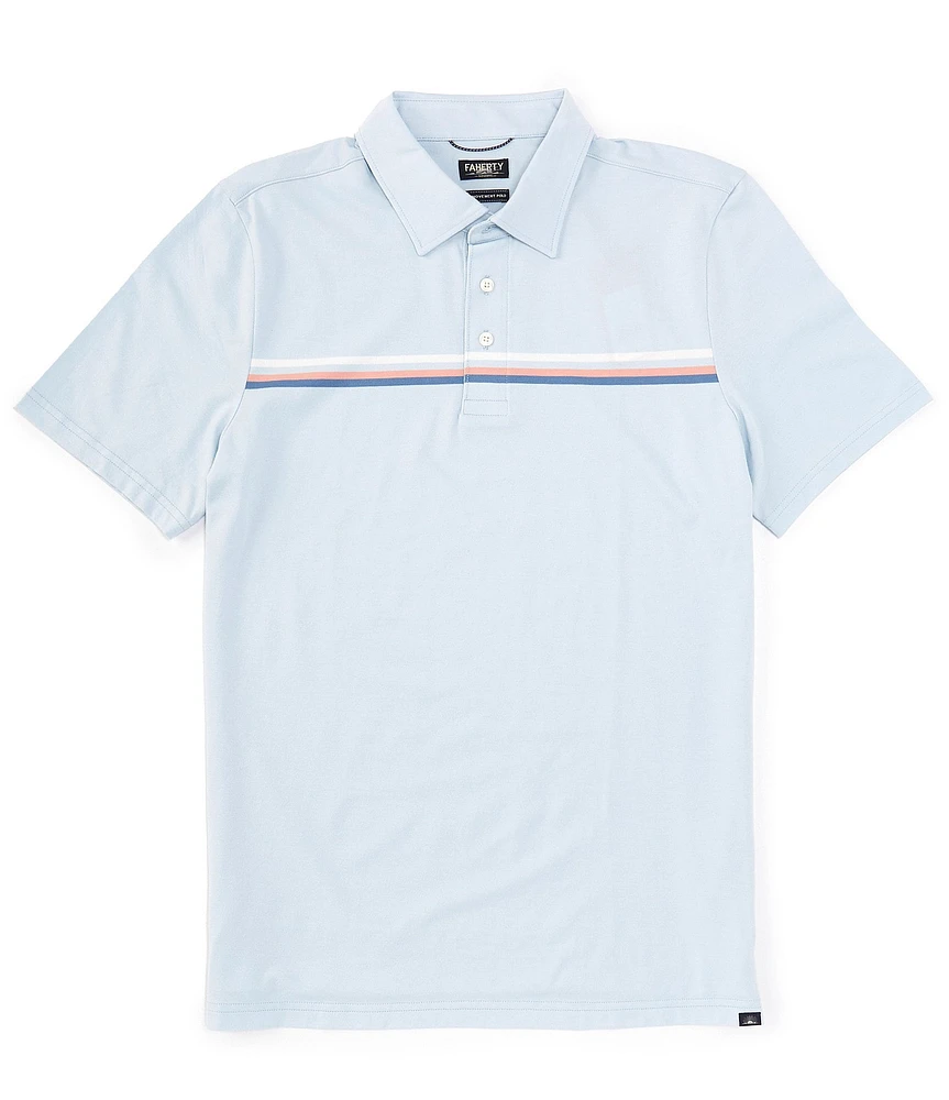 Faherty Movement Pique Chest Stripe Short Sleeve Polo Shirt