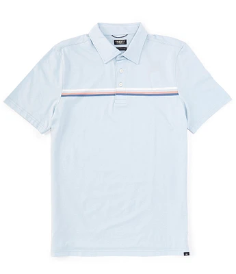 Faherty Movement Pique Chest Stripe Short Sleeve Polo Shirt