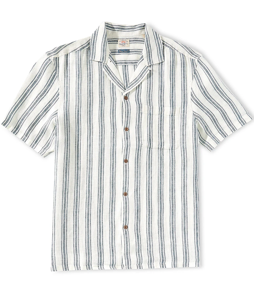 Faherty Palma Linen Short Sleeve Woven Camp Shirt