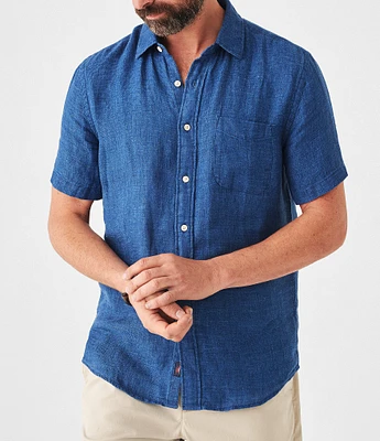 Faherty Palma Linen Short Sleeve Woven Shirt