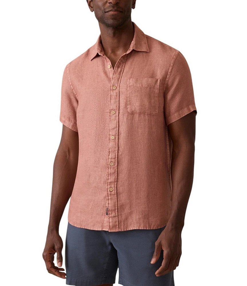 Faherty Palma Linen Short Sleeve Woven Shirt