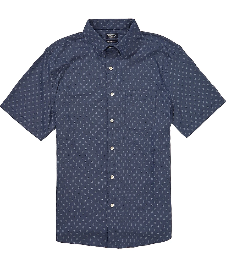 Faherty Stretch Movement Short Sleeve Geometric Print Woven Shirt