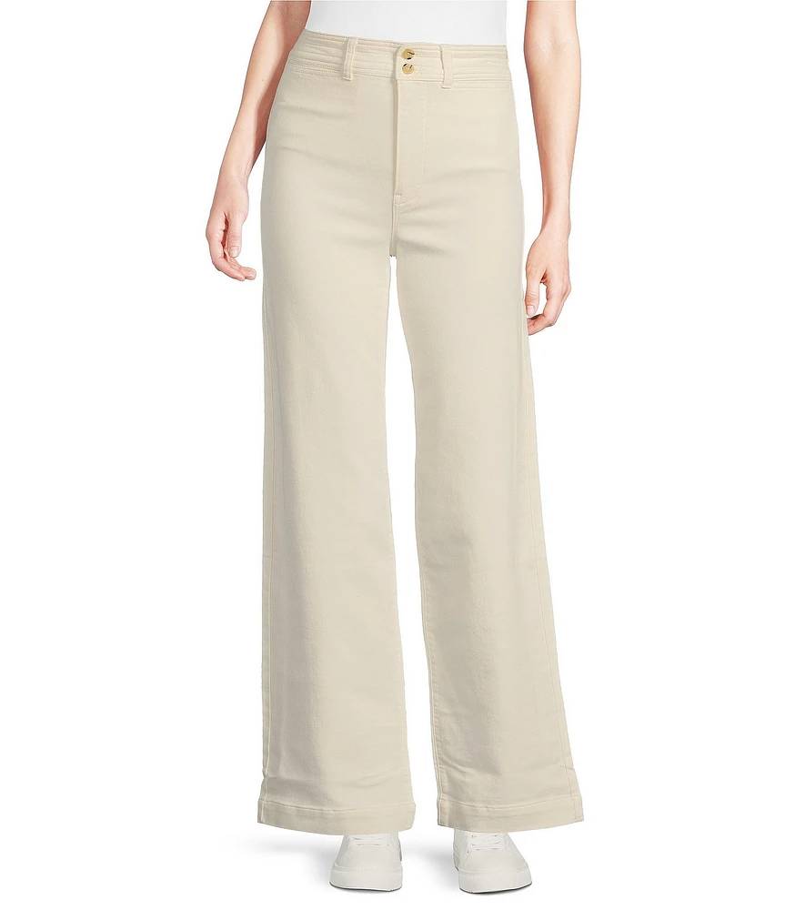 Faherty Stretch Terry Harbor High Rise Wide Leg Jeans