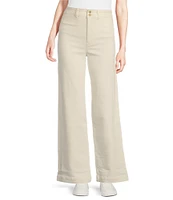 Faherty Stretch Terry Harbor High Rise Wide Leg Jeans