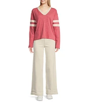 Faherty Stretch Terry Harbor High Rise Wide Leg Jeans