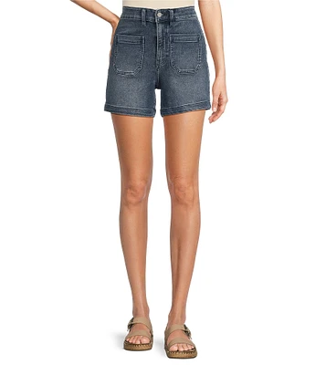 Faherty Stretch Terry Front Patch Pocket High Rise Shorts