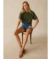 Faherty Stretch Terry Front Patch Pocket High Rise Shorts