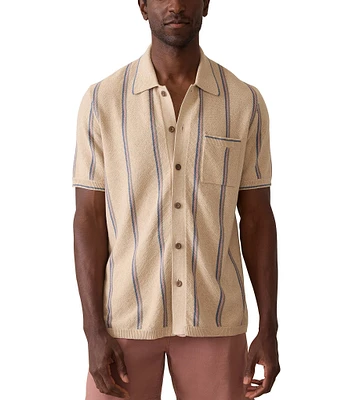 Faherty Stripe Short Sleeve Sweater Shirt