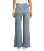 Faherty Stretch Terry High Rise Wide Leg Front Patch Pocket Jeans
