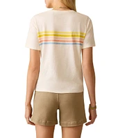 Faherty Sunwash Organic Cotton Knit Stripe Crew Neck Short Sleeve Tee