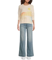 Faherty Sunwash Organic Cotton Slub Crew Neck Long Sleeve Pullover