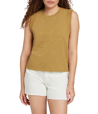 Faherty Sunwash Slub Knit Crew Neck Sleeveless Muscle Tank