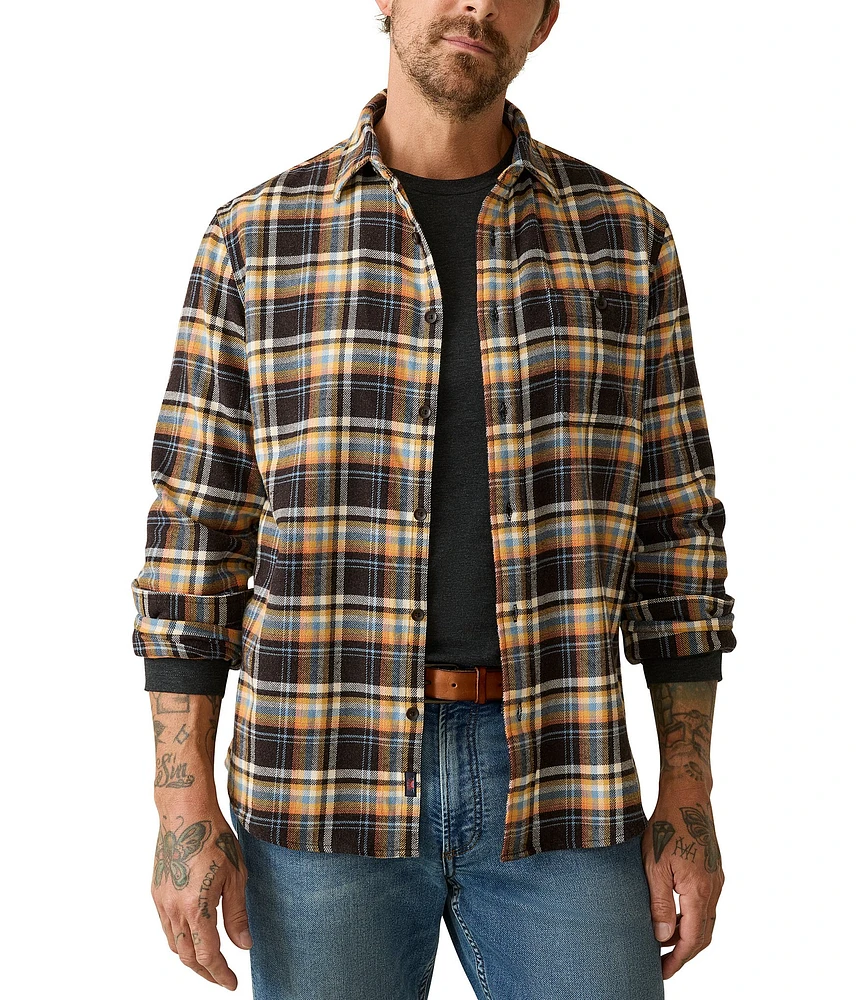 Faherty Super Brushed Stretch Flannel Medium Plaid Long Sleeve Woven Shirt