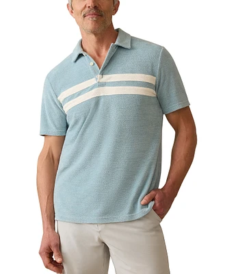 Faherty Surf Stripe Terry Cloth Short Sleeve Polo Shirt