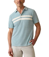 Faherty Surf Stripe Terry Cloth Short Sleeve Polo Shirt