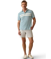 Faherty Surf Stripe Terry Cloth Short Sleeve Polo Shirt