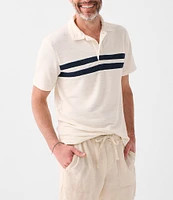 Faherty Surf Stripe Terry Cloth Short Sleeve Polo Shirt