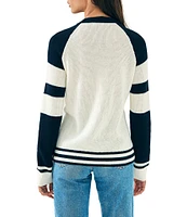 Faherty Throwback Crew Neck Stripe Sleeve Cashmere Blend Sweater