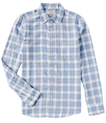 Faherty Tropical Cotton Mini Plaid Long Sleeve Woven Shirt