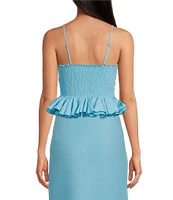 Fanm Mon Marion Front Keyhole Embroidered Strapless Coordinating Peplum Top