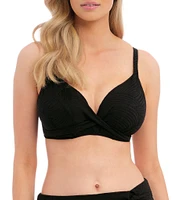 Fantasie Ottawa Solid Plunge Neck Front Twist Underwire Extended Bra Size Bikini Swim Top