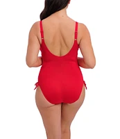Fantasie Ottawa Solid V-Neck Front Twist Underwire Scoop Back Extended Bra Size Adjustable Strap One Piece Swimsuit