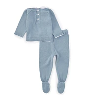 Feltman Brothers Baby Boys Newbron-9 Months Pique Collar Sweater Knit Top & Footed Pants Set