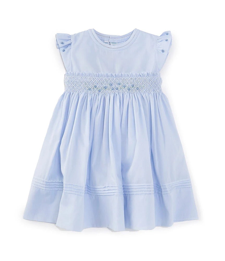 Feltman Brothers Baby Girls 12-24 Months Round Neck Ruffle Sleeve Rose Garden Dress