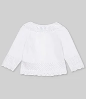 Feltman Brothers Baby Girls Newborn-24 Months Pointelle Ruffle Button Front Sweater